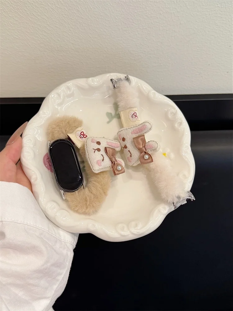 

Милый плюшевый ремешок с кроликом, подходит для Xiaomi Band 8Pro/9Pro, для Mi Band 3/4/5/6/7,8/8NFC/9NFC/10/10NFC, для Redmi Watch5/4/6