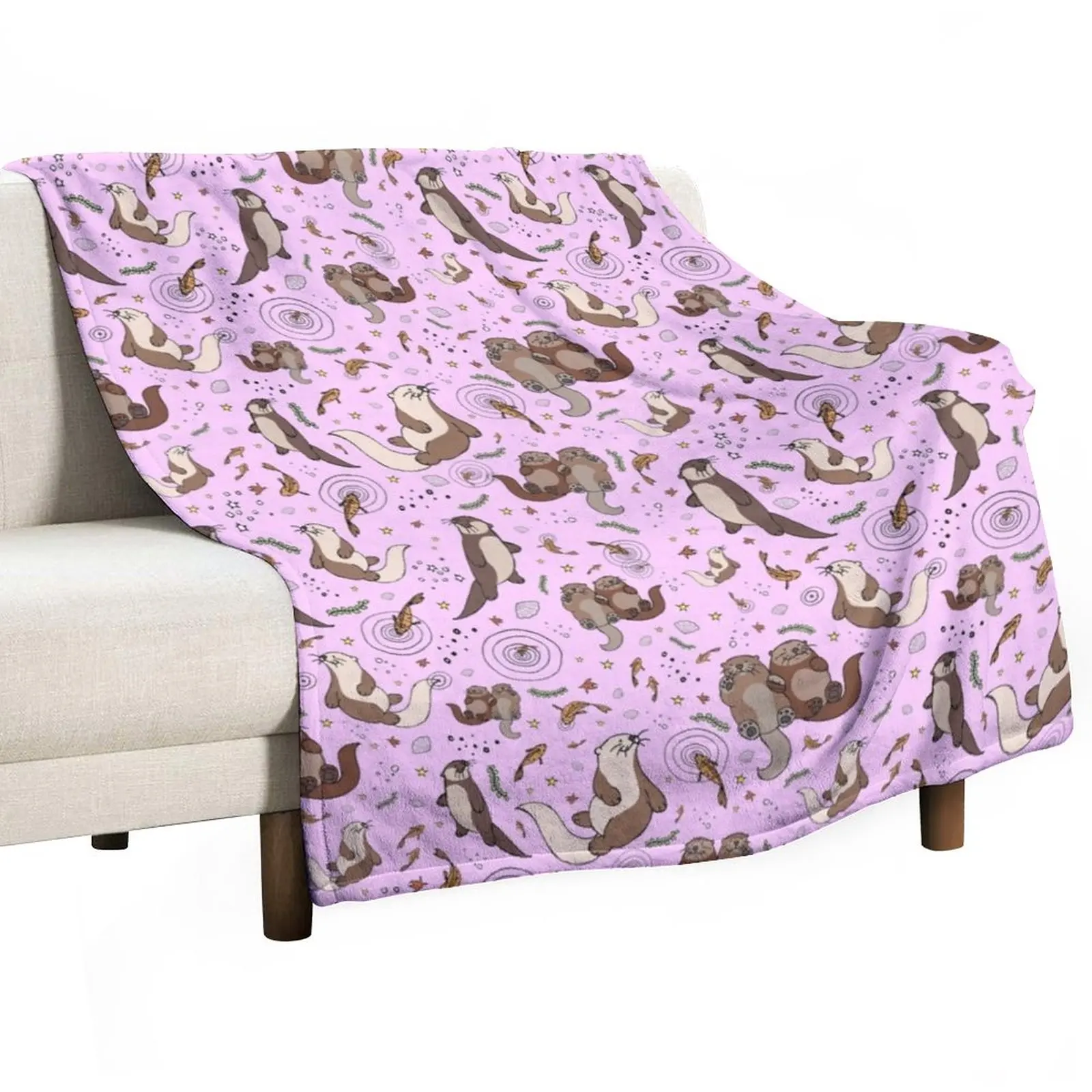 

Otters in Pink Throw Blanket warm winter Fluffy Softs Beautifuls christmas gifts Blankets