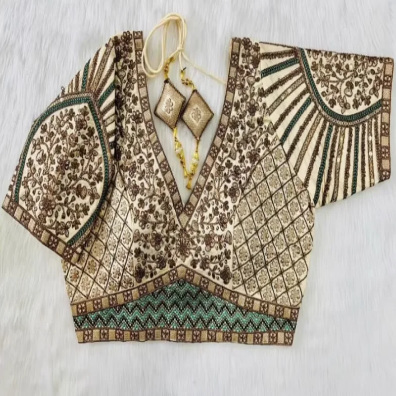 Indian Handmade Embroidery Top Dance Sari Ethnic Style Fashion Shirt Wedding Party Costume