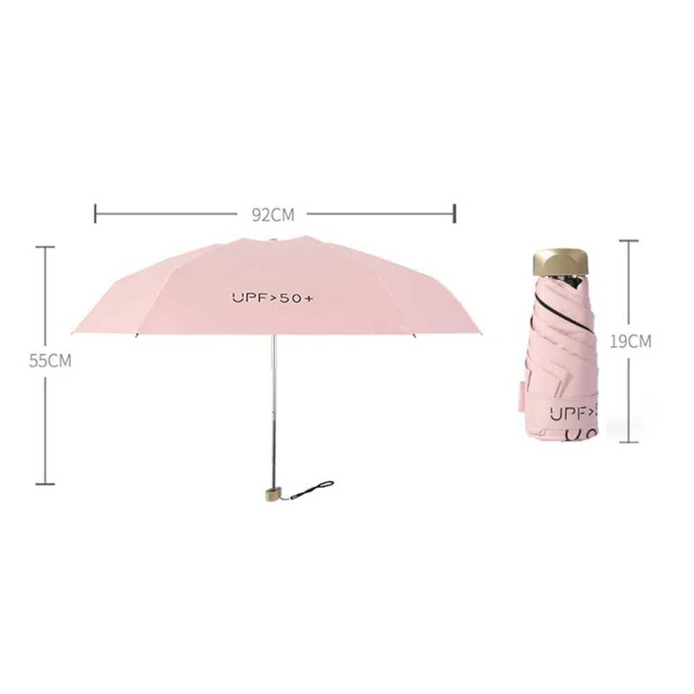 1Pc Mini Sun Umbrella Pocket Rain Umbrella Vinyl Folding UV Ultraviolet Protection Outdoor Sun Shade Pocket Parasol Capsule