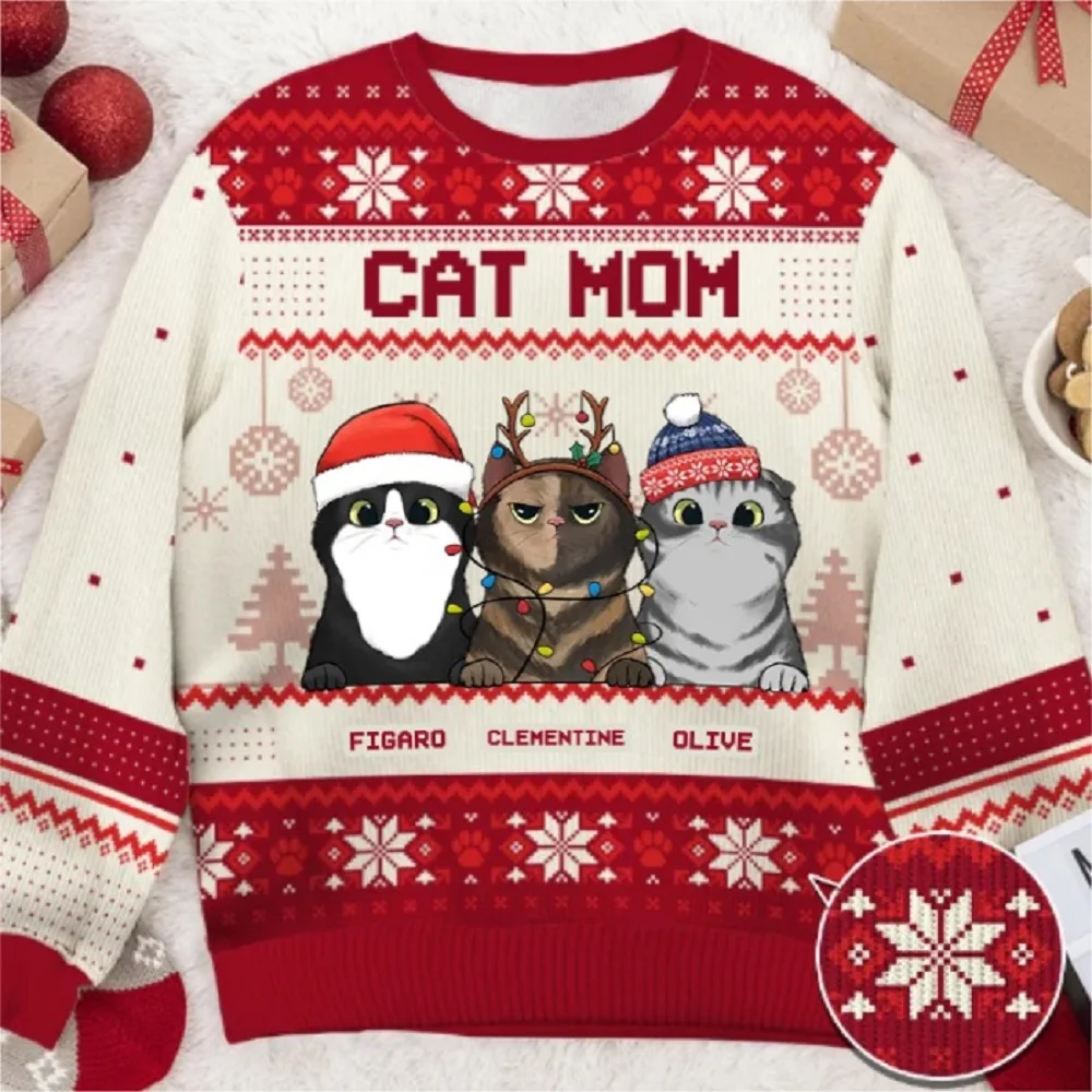 

Новый забавный рождественский свитер с милым котом и рисунком, модные толстовки для домашних животных, кошек и собак, женская одежда, рождественские пуловеры