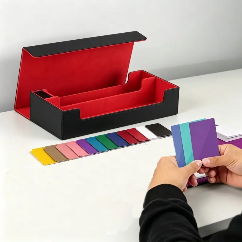 Large-Capacity 600+ Single Box Magnetic Card Holder for Board Games with Connected Lid Durable Storage Case Safeguard Collection