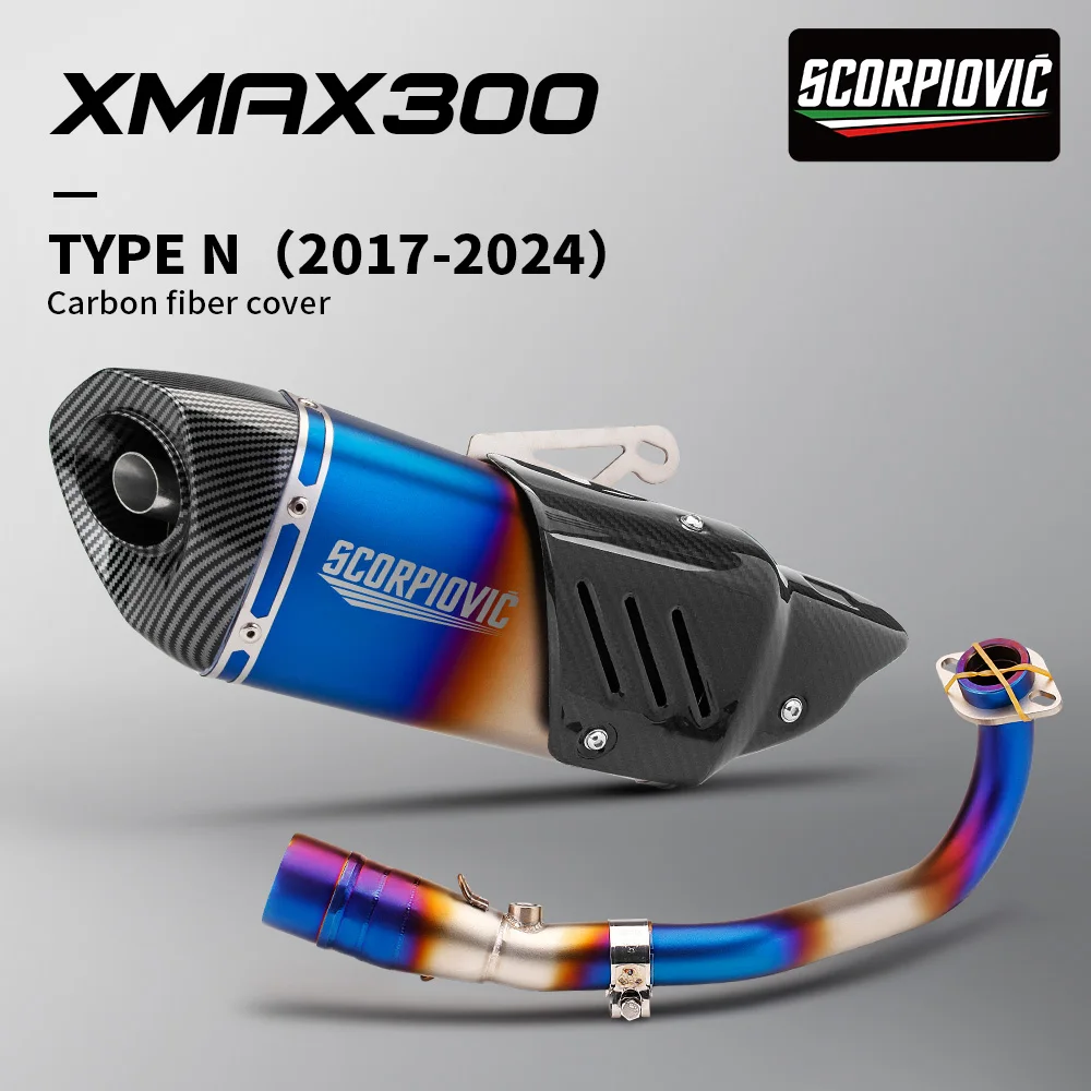 XMAX300 2017-2024 Scooter Split Front Header Pipe K11 Rear Muffler Complete Exhaust Modification Accessories