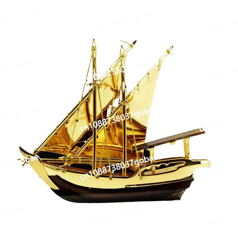 Zinc Alloy Metal Sailing Merchant Ship Ornament, Arab Merchant Ship Handicraft Ornament