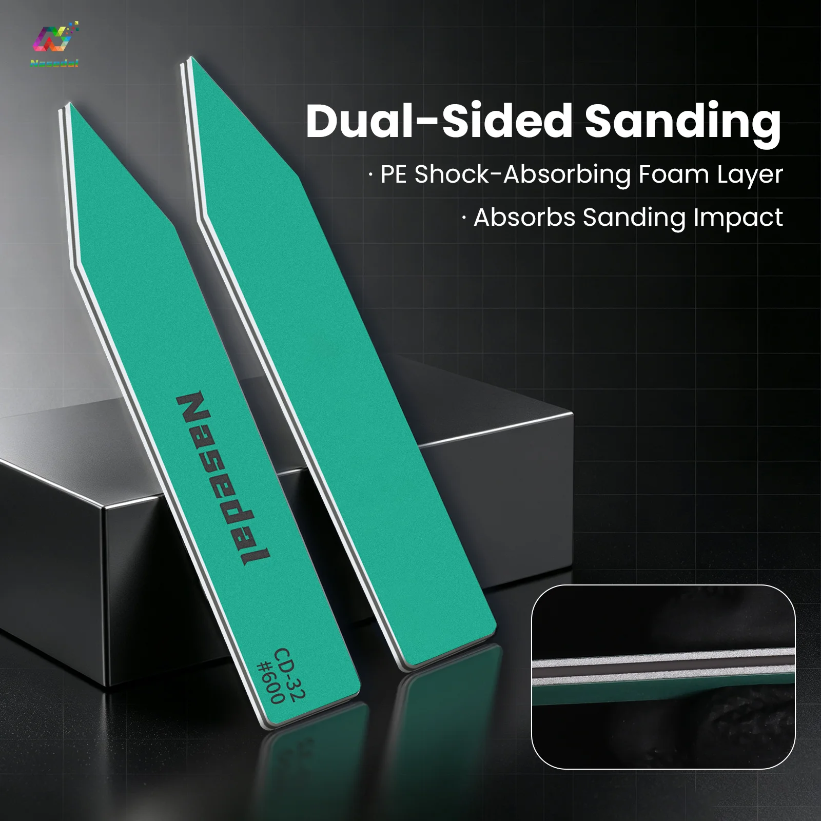 Nasedal 6pcs 400-1500 Grit Dual Sided SemiRigid Sanding Sticks Set for Gundam 3D Print Parts Polishing Washable with Storage Box