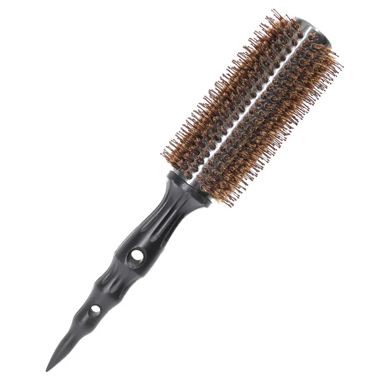 6 Sizes Wood Handle Boar Bristles Round Brush Removable Tail Professional Barber Salon Hairdressing Hair Brush Hair Round Comb