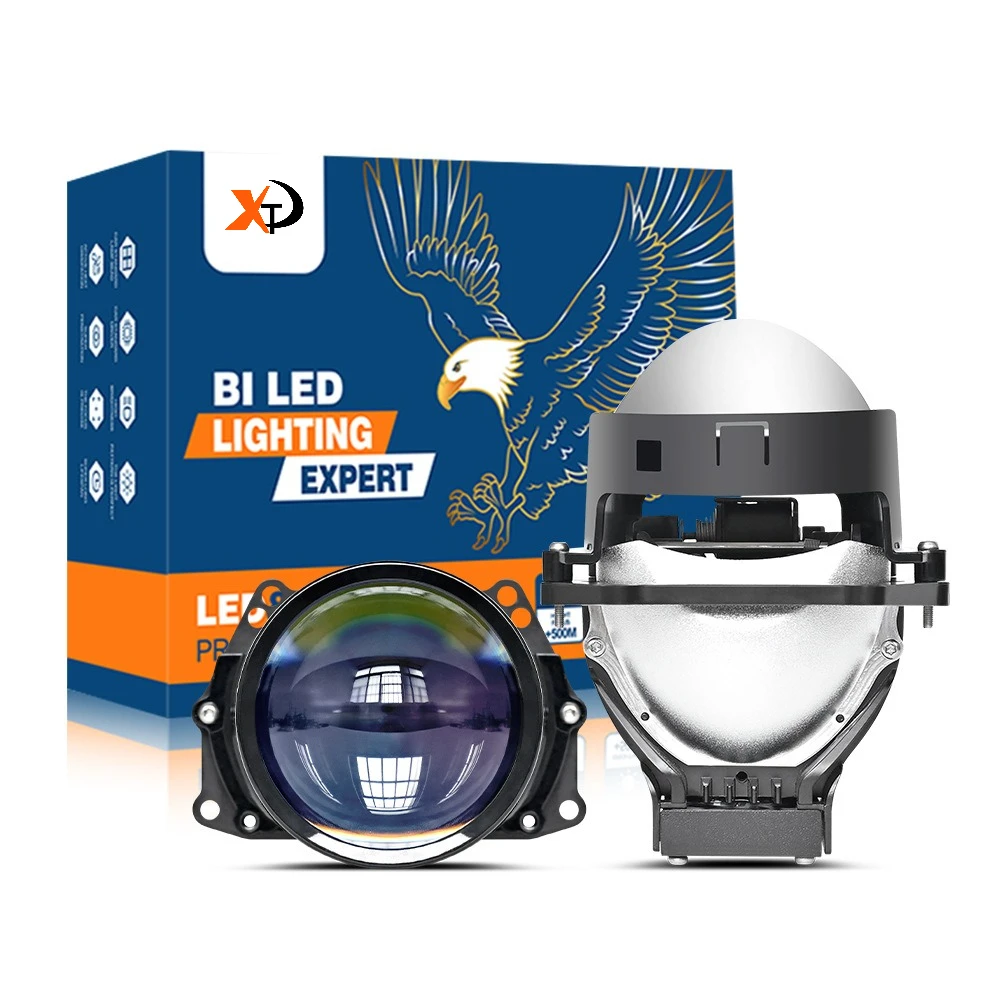 

3 Inch Bi LED Projector Headlights with Halo Ring, 130W High Power Dual Cup H4 H7 Car and Motorcycle LED Lamp 12-24V Universal