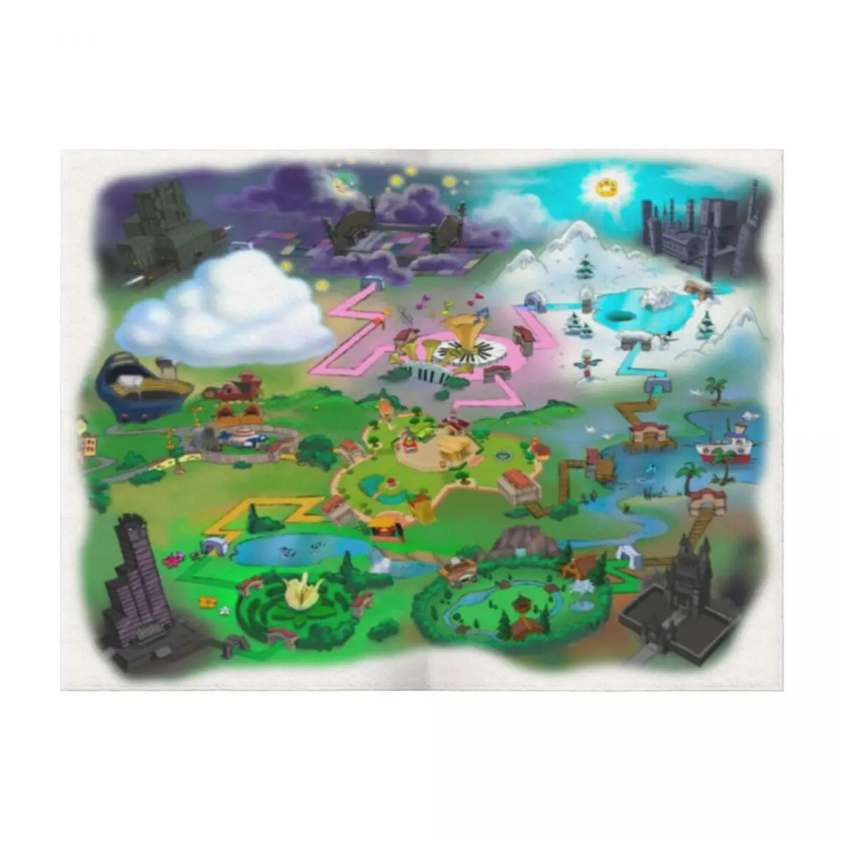 

Toontown Map Throw Blanket manga Winter beds Hair Vintage Blankets