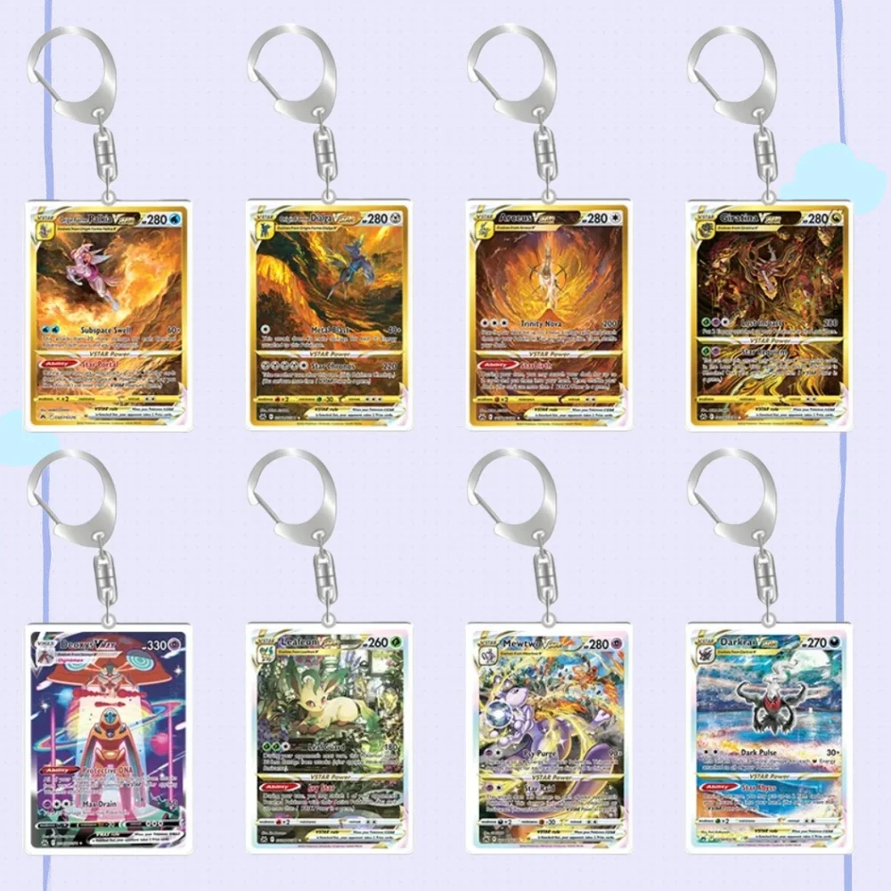 

For Pokemon PTCG Card Acrylic Keychain Arceus Palkia Dialga Giratina Mewtwo Leafeon Glaceon Deoxys Pendant Anime Peripheral Gift
