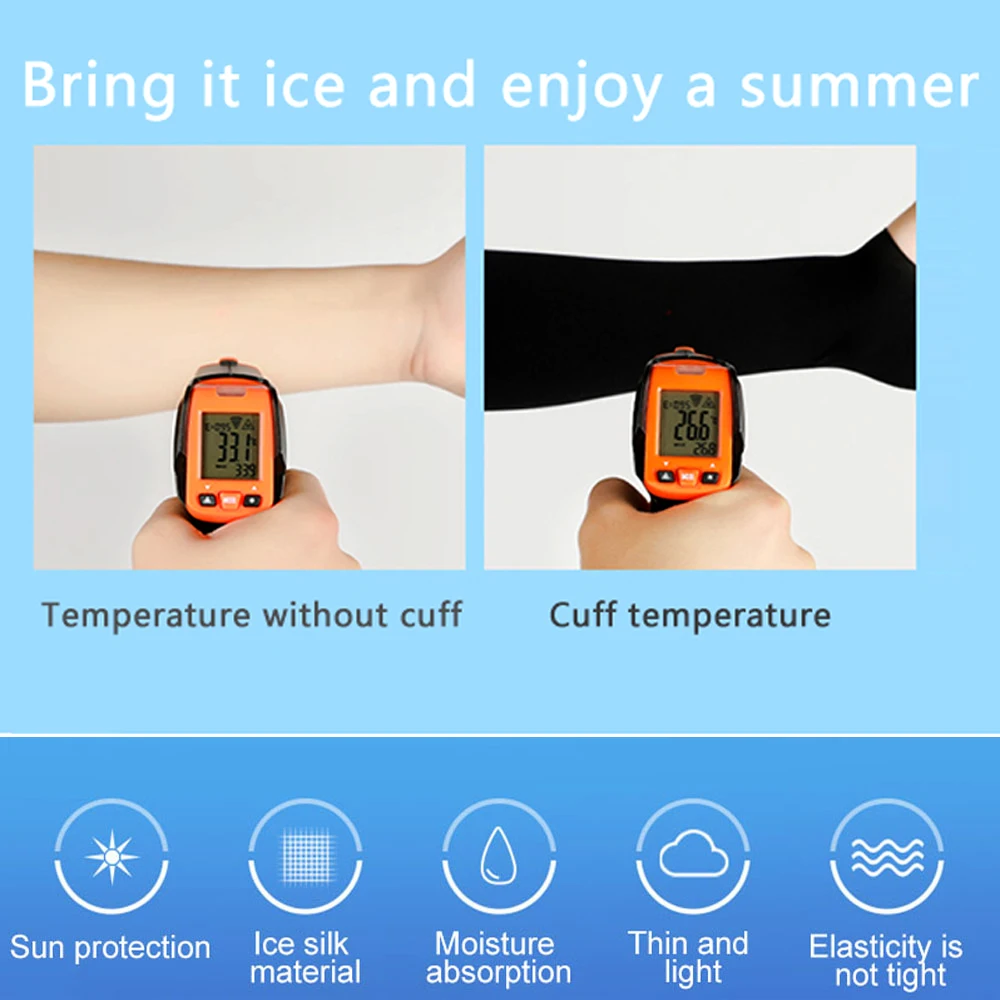 BraceTop 1 PC Outdoor Sport Working UV Protection Arm Sleeve Anti-Slip Elbow Cover Compression Ice Silk Cooling Athletic Sleeves