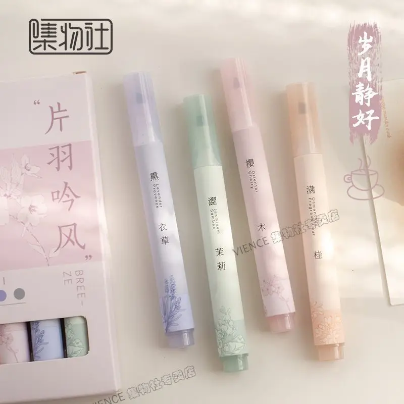 japanese stationery Morandi Cool Color Series highlighter pen set school supplies kawaii  Aestheticism Oblique edge Mark Pen - Image 4