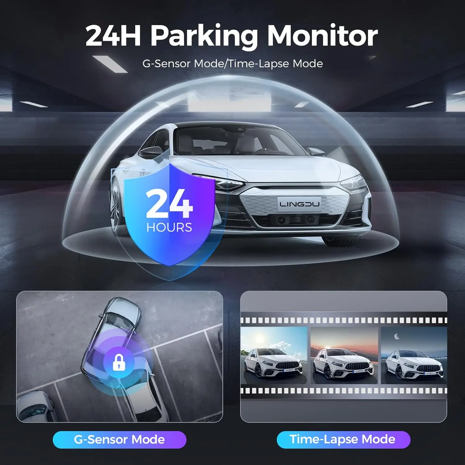 Câmera de carro D500 4K com WiFi/GPS, 150 °   Grande angular, visão noturna, modo de estacionamento