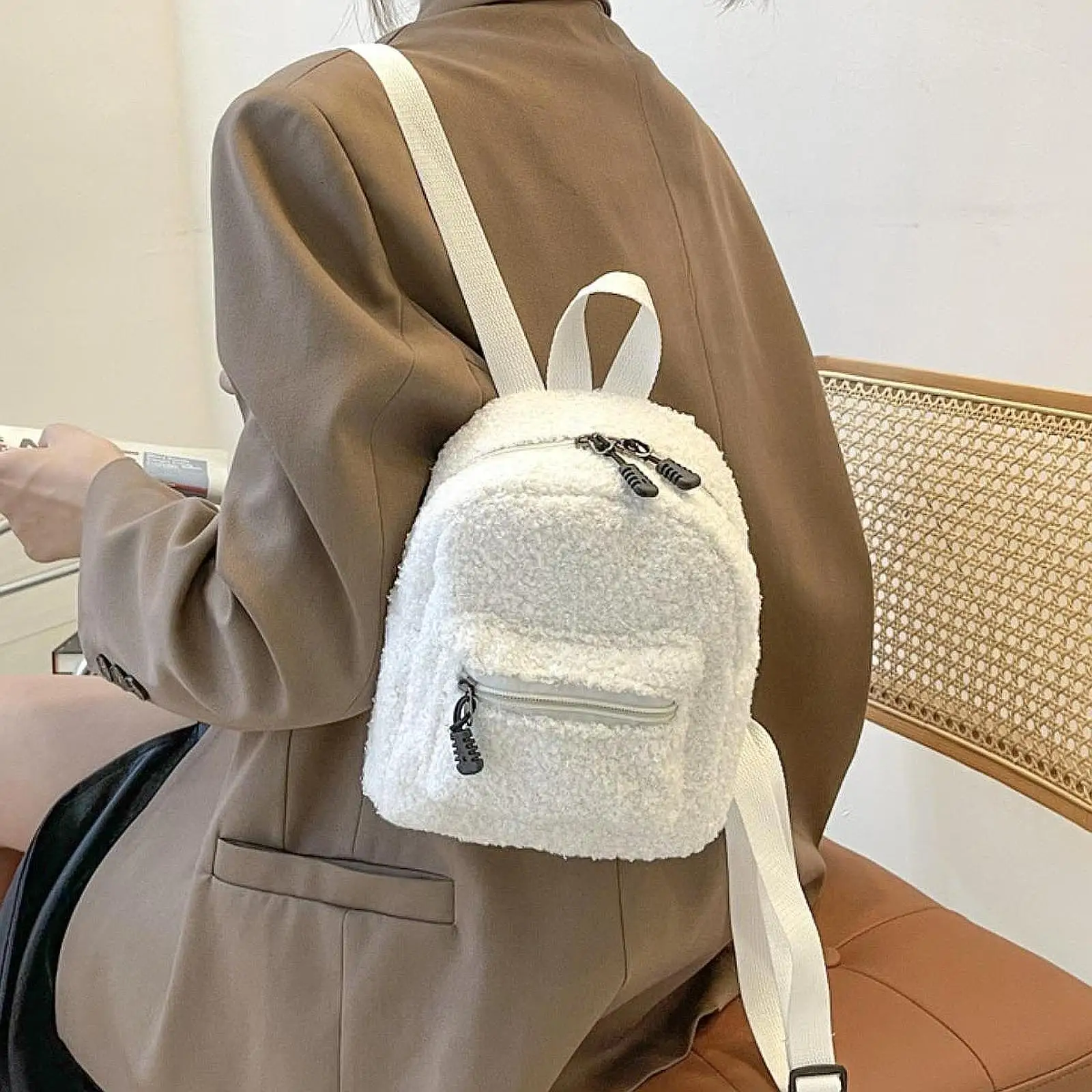 Soft Plush Backpack Fashion Shoulder Bag Rucksack for Teens Women Girls Gift