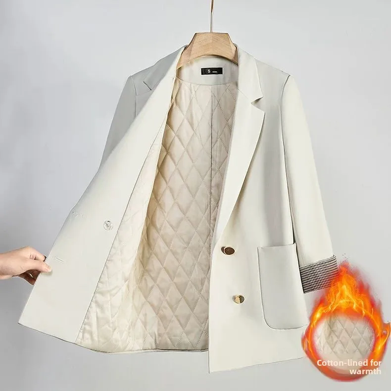 

Thickened Cotton Jacketed Business Suit Outerwear for Women Winter Warm Slim Fit High Quality Elegant Style Office Wear