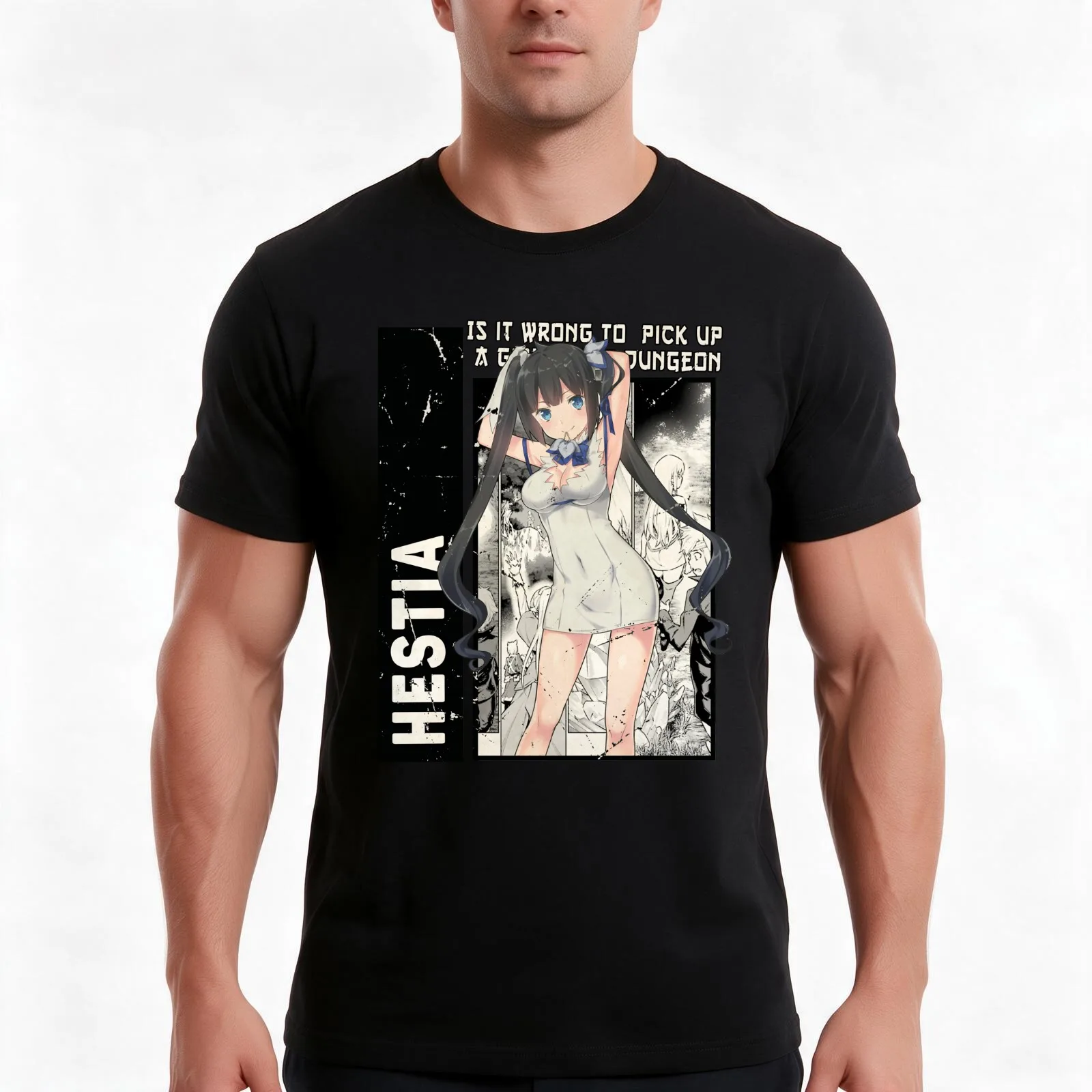 Hestia, Danmachi T-Shirt, Summer Casual Cotton Tee, Oversized Streetwear Tops, Vintage Graphic Print, Loose Fit Short Sleeve
