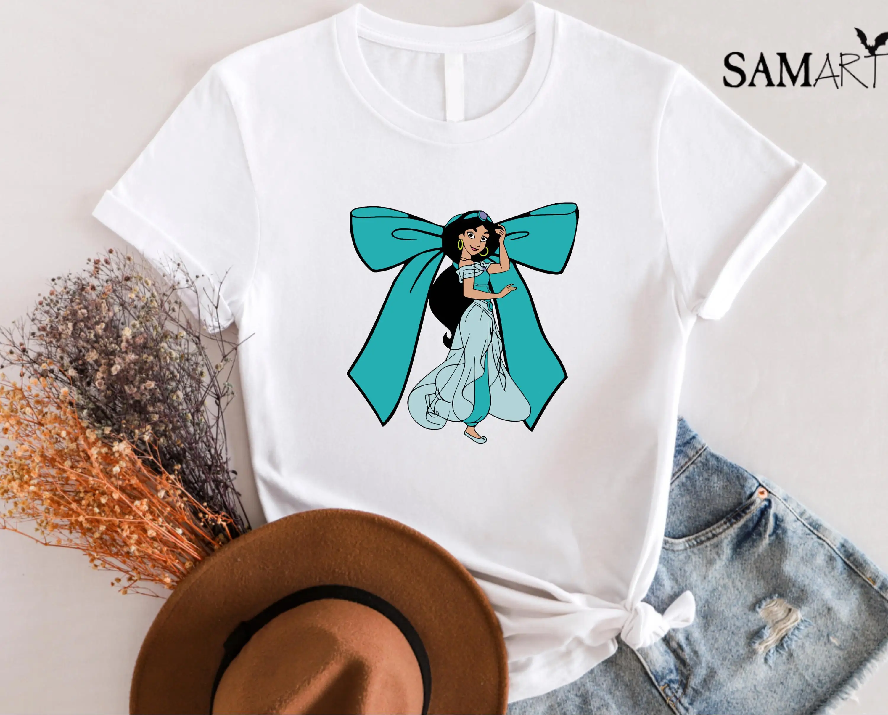 

Disney Princess Jasmine Coquette Bow Shirt, Disney Princess Shirt, Disney Aladdin and Jasmine Shirt, Coquette Bow Shirt