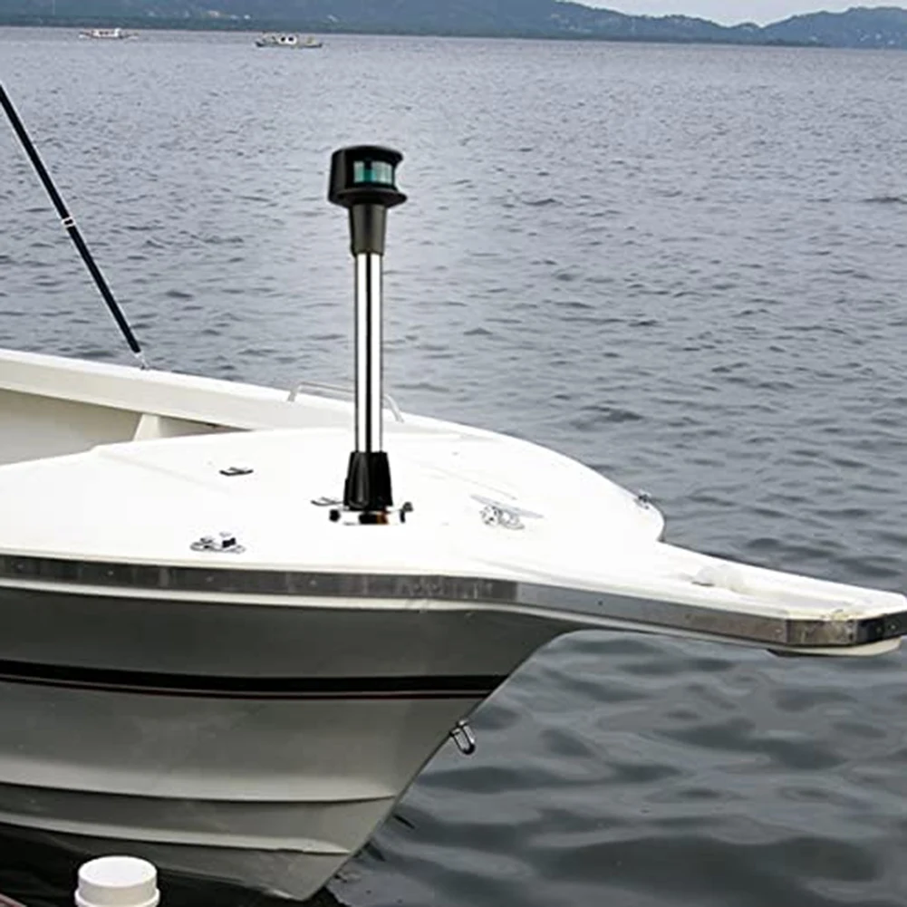 Bow Light LED Boat Navigation Lights Red and Green Bi-Color Light Pole Removable Plug in Base 12 Inches