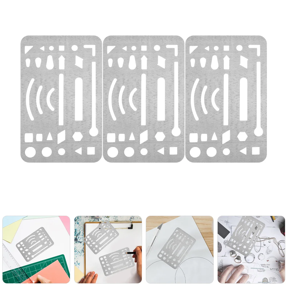 3 Pcs Stainless Steel Wipe Pictures Erasing Shield for Crafts Drawing Tool Metal Eraser Letter
