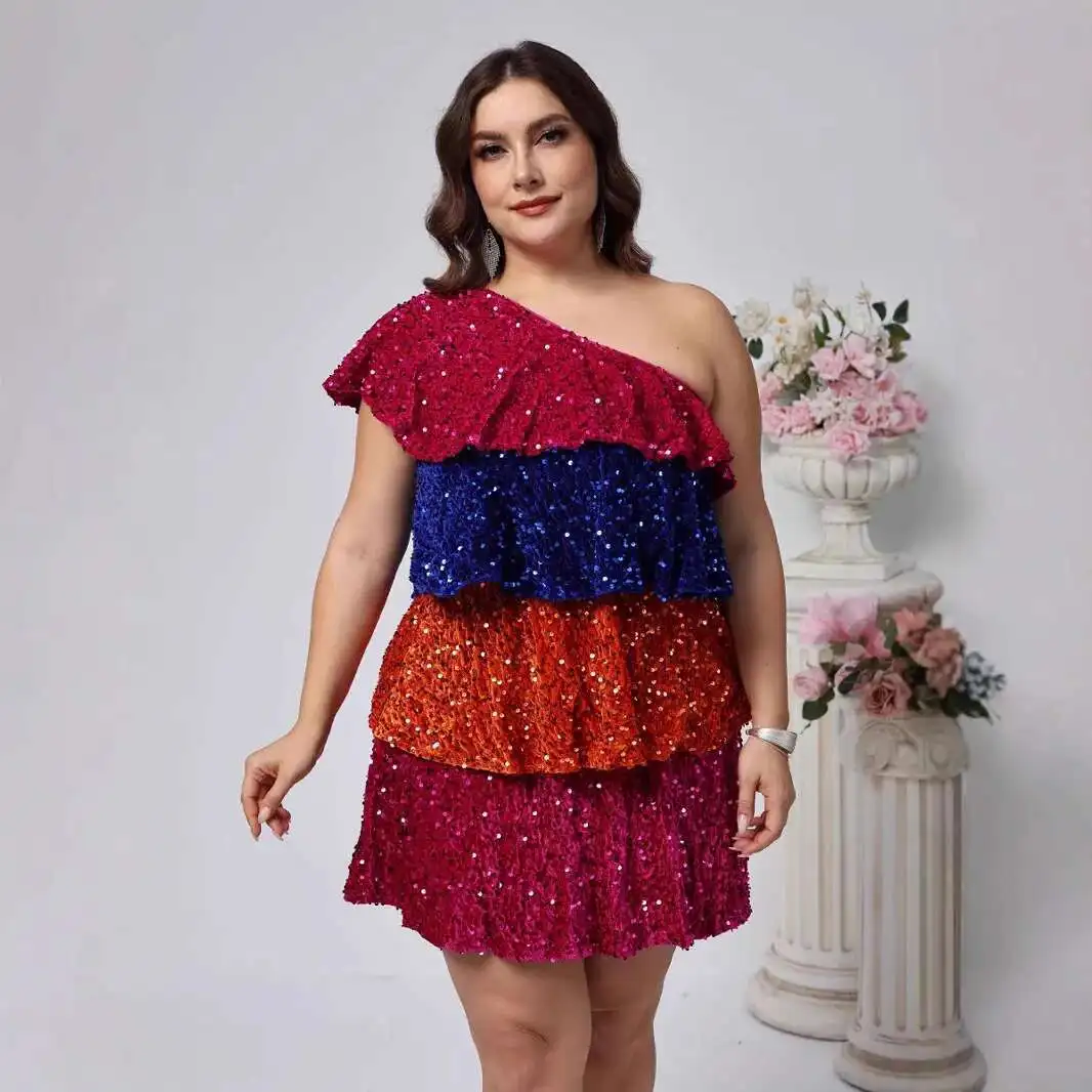 Large Size Dress Sequin Party Performance Costume Princess Dress Short Dress 2025 Dress 2025 Party Summer Elegantes Casual Y2k