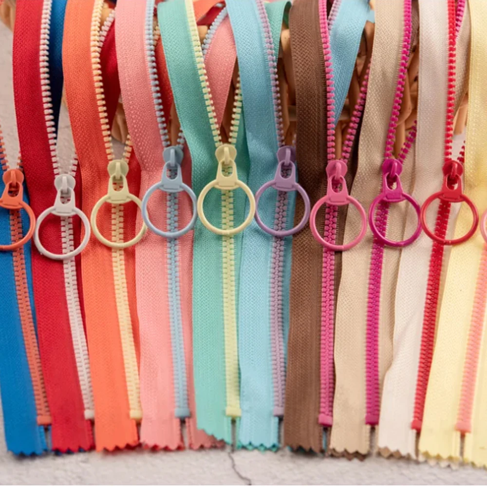 2pcs 30cm Close-End Resin Zippers Pull Ring Zipper Head For DIY Sewing Handwork Bag Garment Accessory J0309