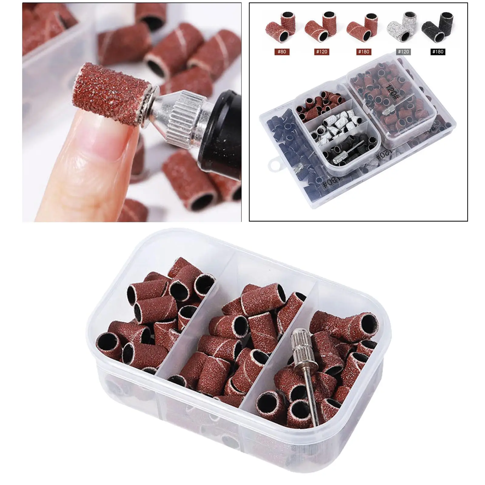 3 أشرطة صنفرة فنية للأظافر مع أداة إزالة طلاء الجل و75 قطعة بنية #3