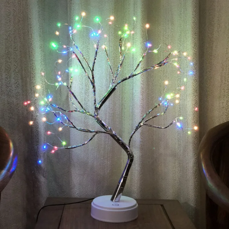 LED Tree Fairy Light Mini Christmas Tree Copper Wire Garland Tree Lamp For Kid Home Bedroom Decoration Decor Holiday Night Light