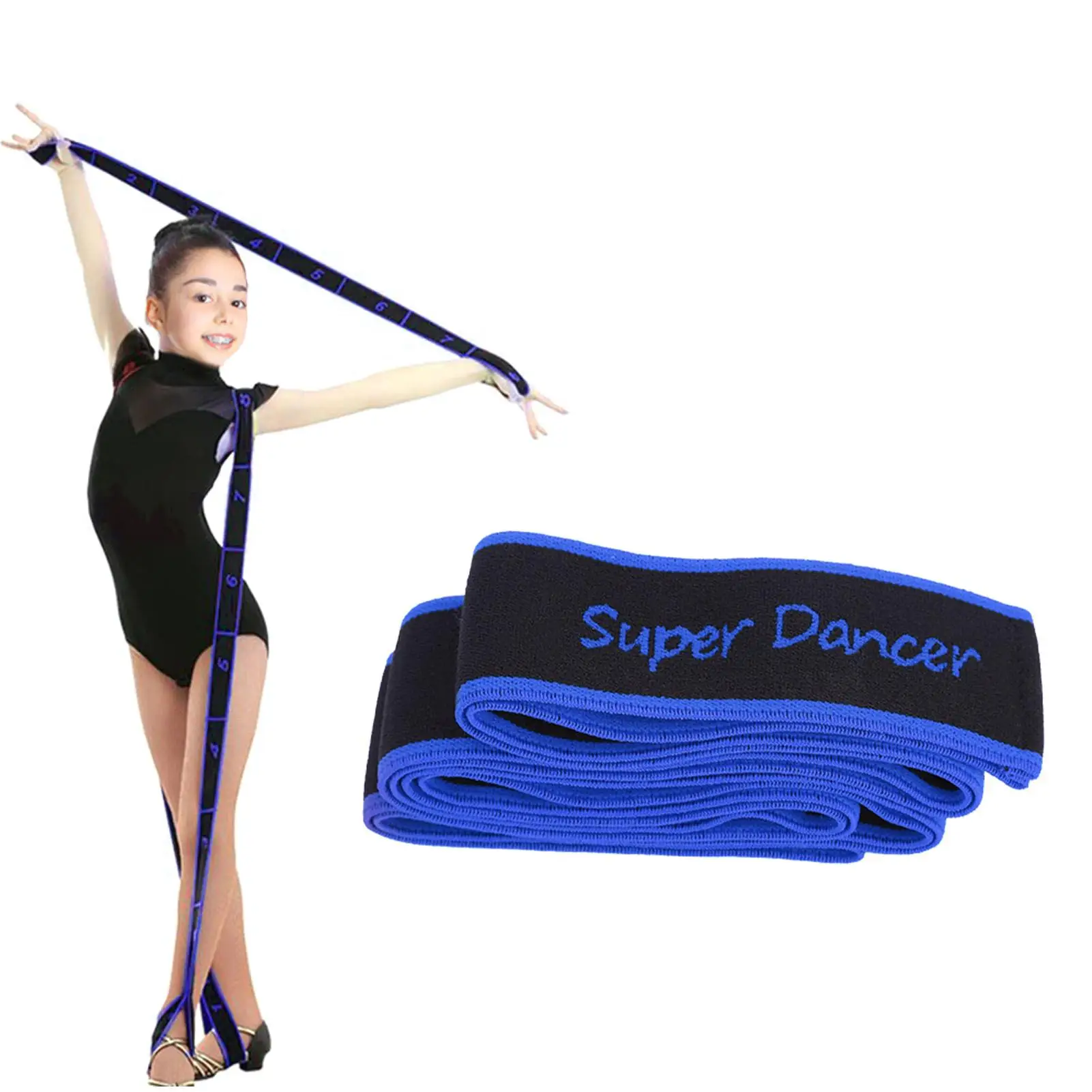 حزام مقاومة لليوجا للرقص اللاتيني، حزام سحب مرن للياقة البدنية، أزرق