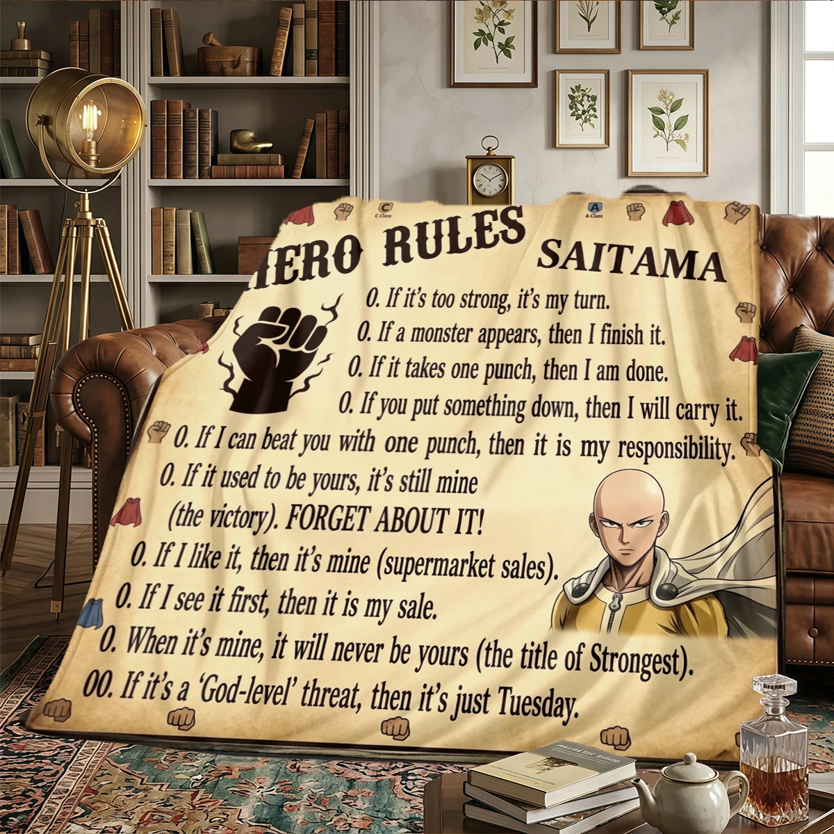One-Punch Man warme, bequeme, bedruckte Flanelldecke, für Schlafzimmer, Reisen – HE39
