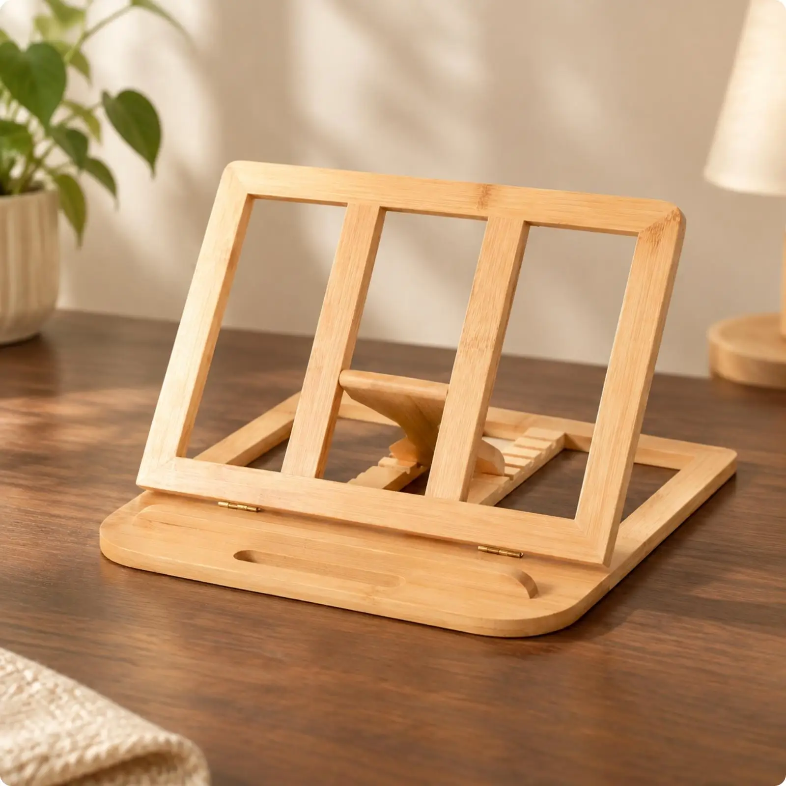 Solid Wood Adjustable Notebook Stand Foldable Desktop Book Holder Laptop Riser for Study Desk Home Office Reading