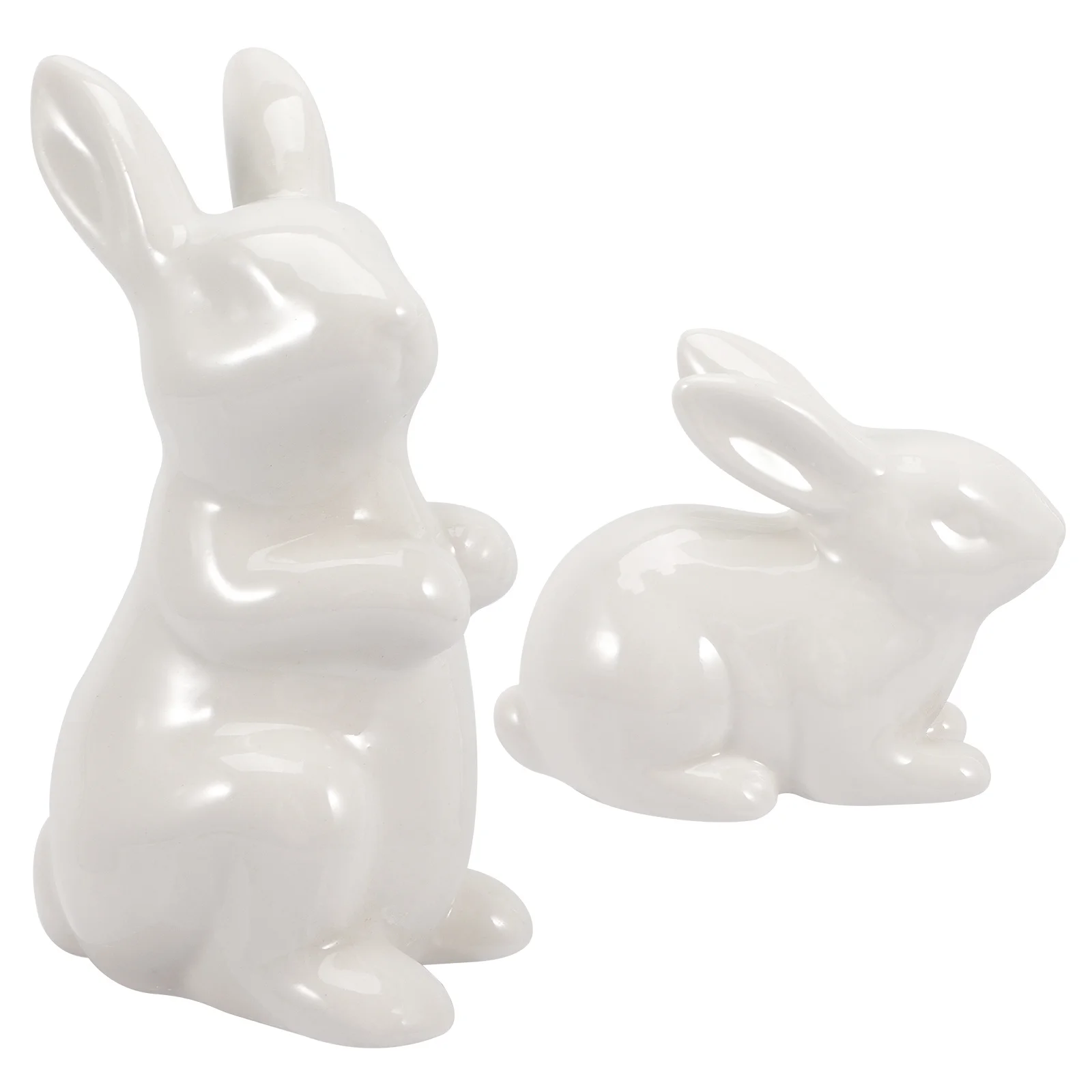 

2Pcs Adorable Ceramic Rabbit Statue Comfortable Texture Lightweight Easy to Move Home Decor Statue of David Rabbit Figurine