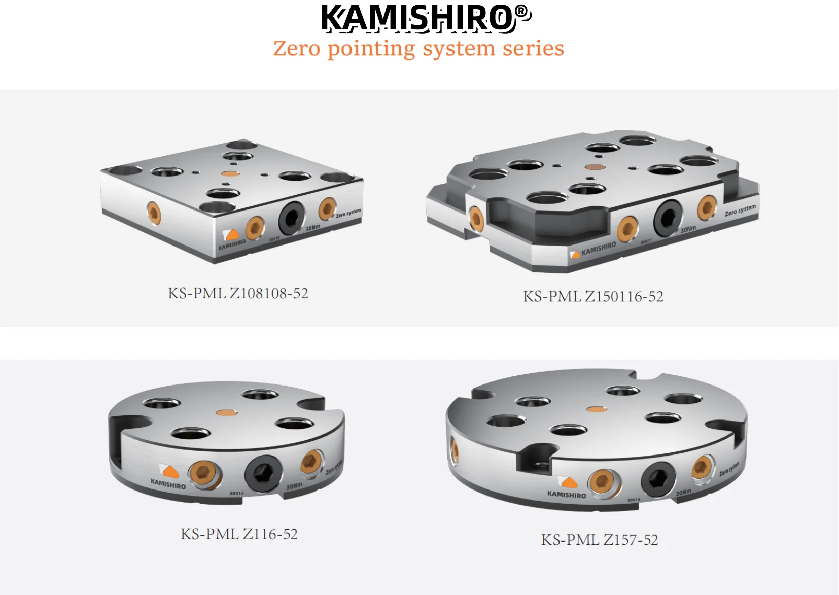 PML-Z108108-52 Kamishiro 52mm Quick Change Zero Point System CNC Machine 5th Axis Self Centering Vise Lang Compatible