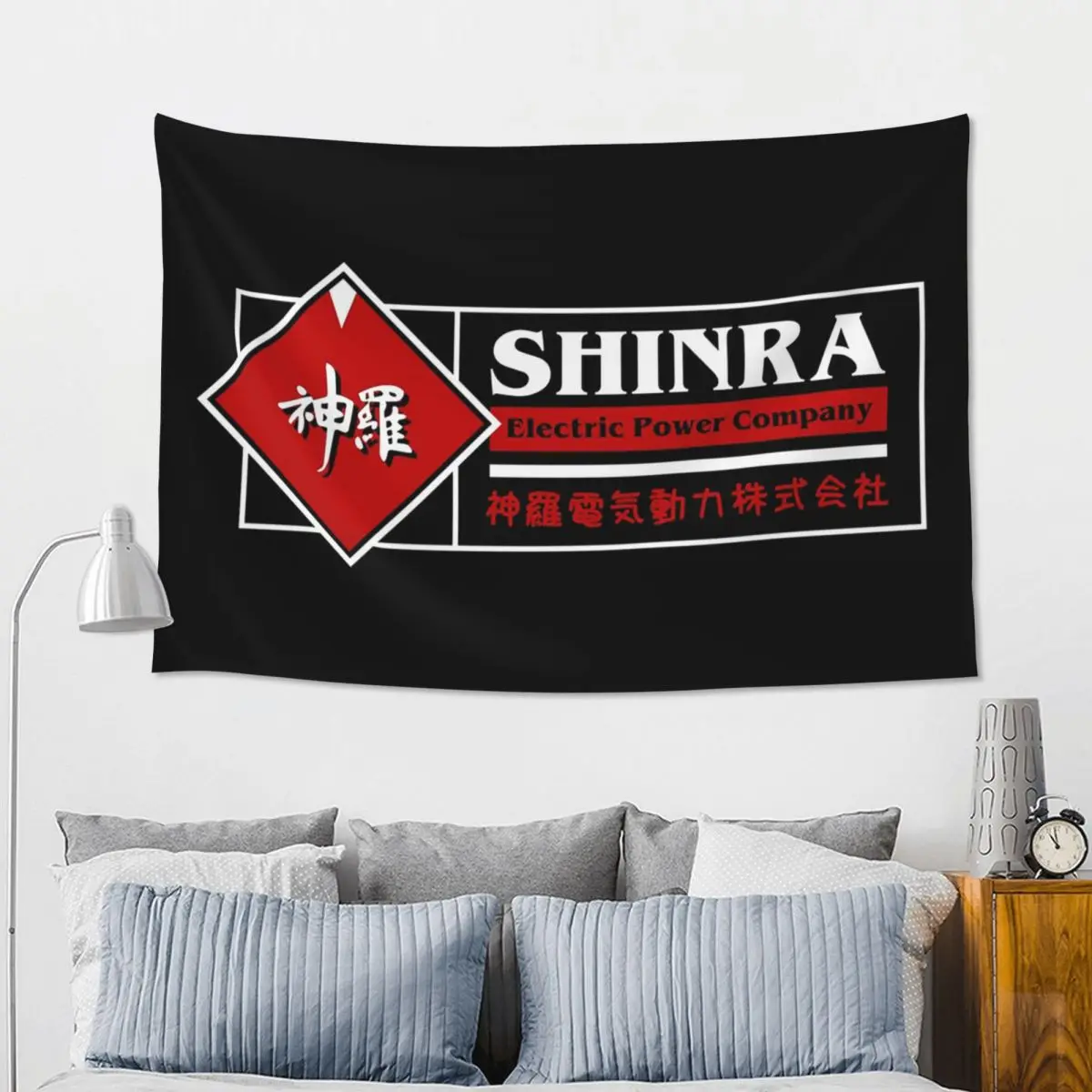 Final Fantasy Shinra Electric Power Company Tapestry Art Wall Hanging Aesthetic Home Decoration Tapestries for Bedroom Dorm Room
