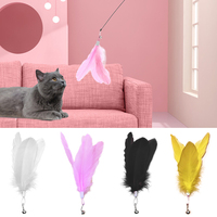 Multicolor Wide Large Cat Teaser Wand Stick Feather Replacement Pendant with Bell Cat Toy Replace Accessories Cat Supplies