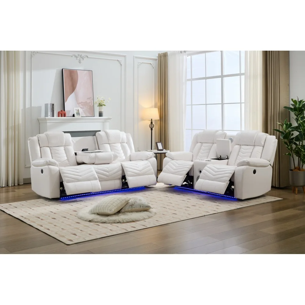 

Reclining Power Sofa Set 0 Gravity Air Leather Recliner Couch Living Room Furniture LED Wireless Charger Recliner