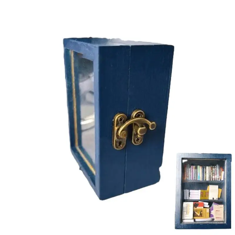 

Мини-книжная полка с 60 книжками ручной работы, деревянный стол, книжная полка, поделка, украшение для гостиной, спальни