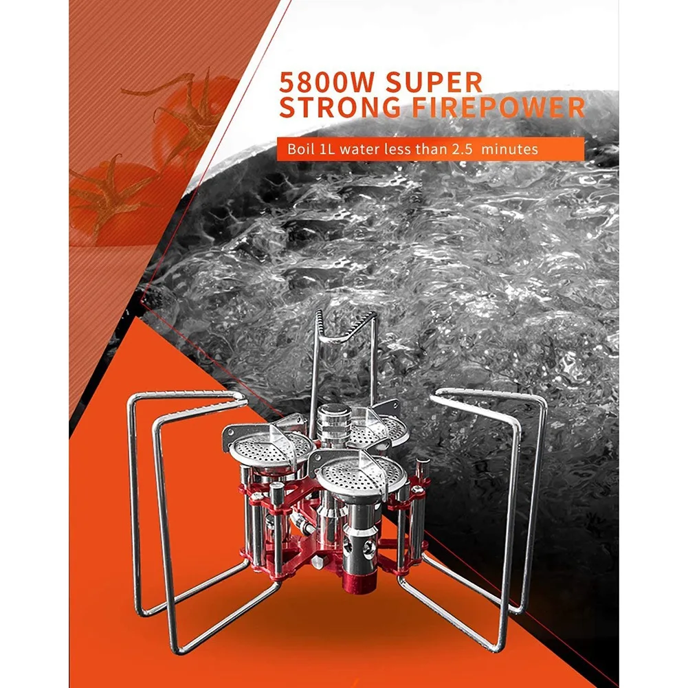 موقد للتخييم 5800 وات، موقد خفيف الوزن للتخييم في الهواء الطلق، موقد بروبان محمول، يدعم ما يصل إلى 25 كجم