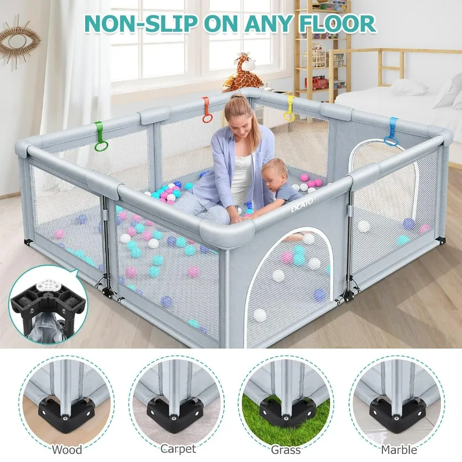 아기와 유아를 위한 접이식 놀이 울타리, 대형 휴대용 놀이 울타리, 안전 공간, 여행용 놀이 공간, 보관 가방 2개 포함