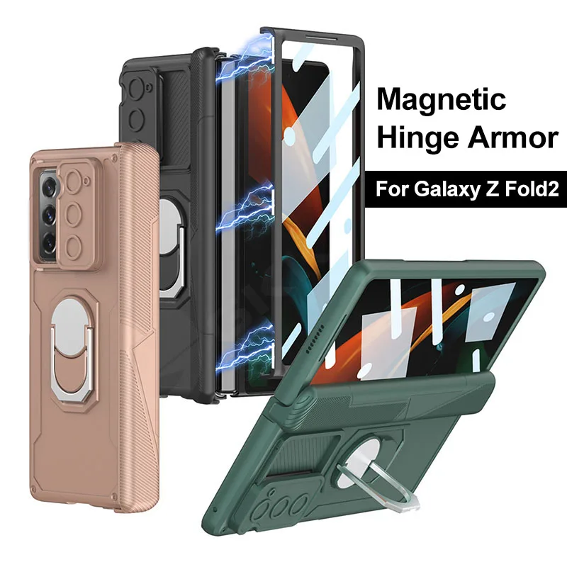 

Magnetic Hinge Armor Plastic Case For Samsung Galaxy Z Fold 2 Outer Glass Protective Shockproof Cover For Galaxy Z Fold 2 Case