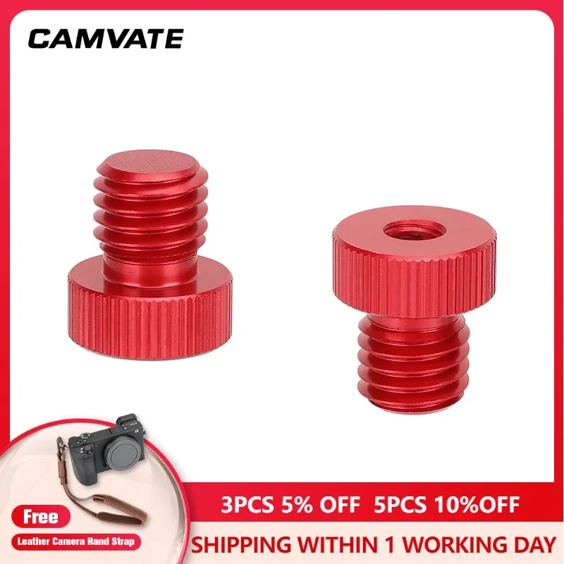 CAMVATE 15mm Rod Cap Plug Extension Connectors Red /Black M12 Male to 1/4