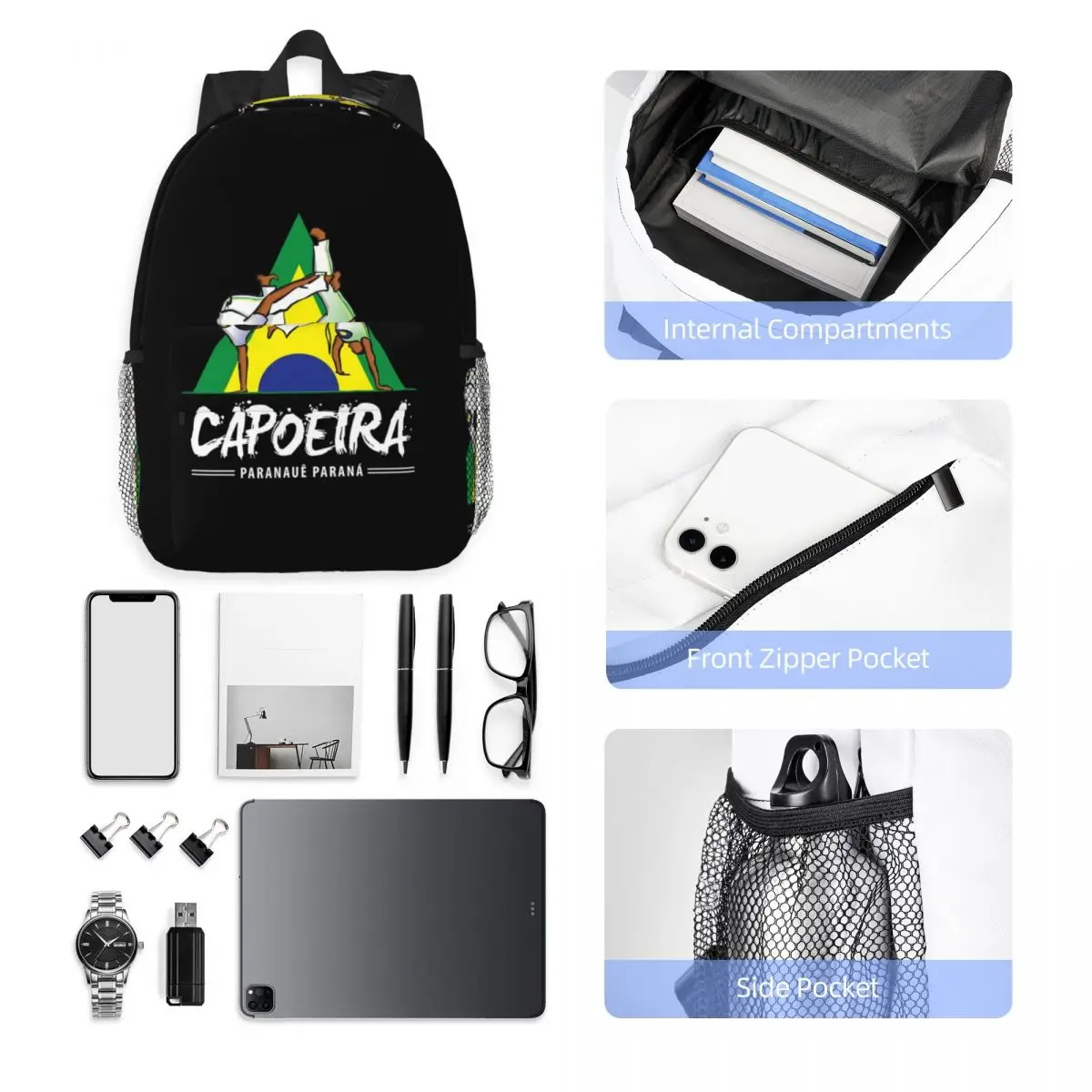 Capoeira Paranaue Backpack Student Boys Girls BookBag Men Women School Bag Computer Shoulder Bags