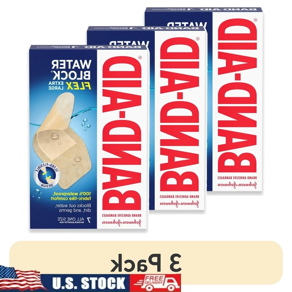 

Extra Large Waterproof Adhesive Bandages 100% Waterproof Flexible Bandages Minor Cuts Scrapes All Purpose First Aid Kit 7 Count