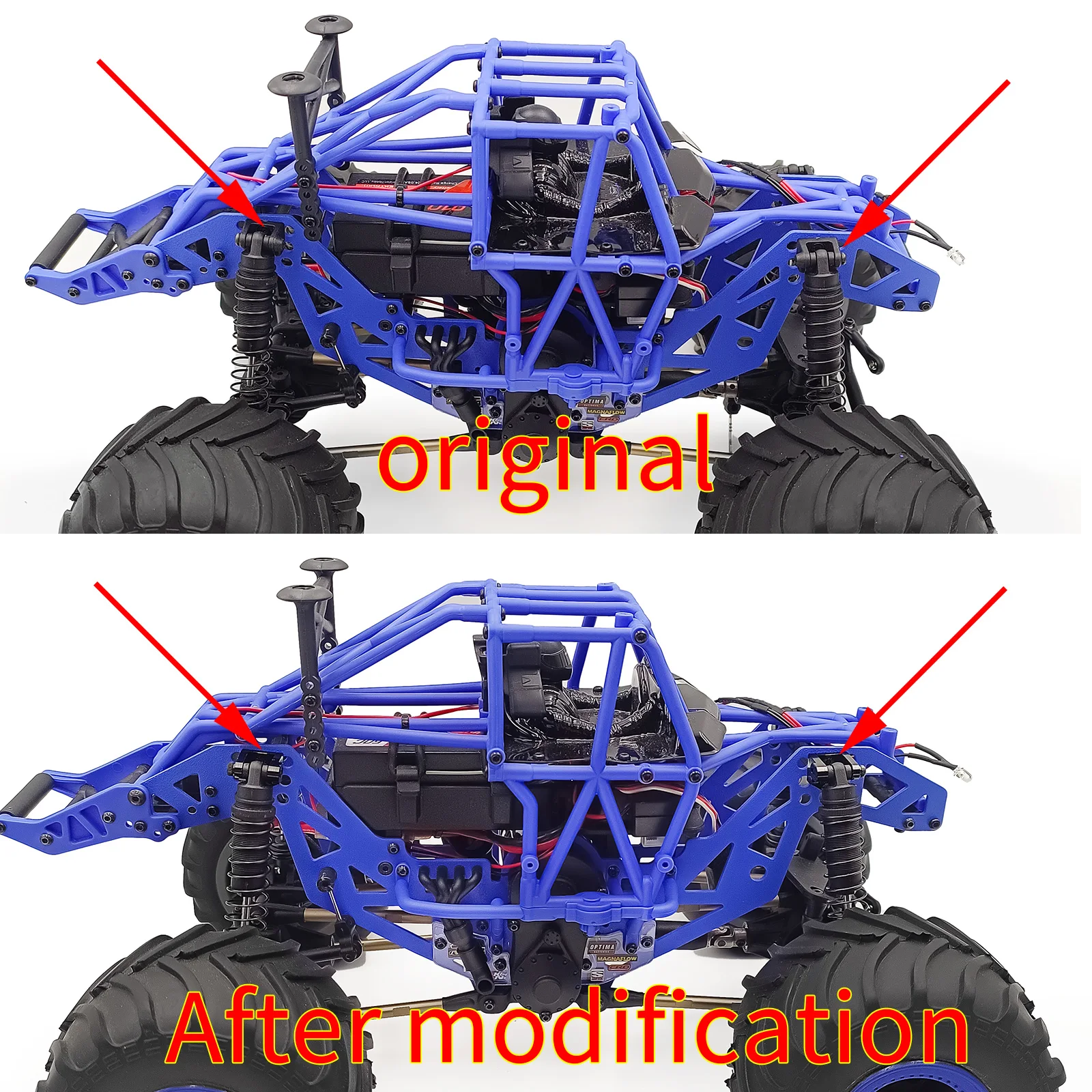TRINOOD amortiguador superior e inferior de aluminio, asiento fijo para 1/18 Mini LMT 4WD, Monster Truck cepillado, piezas de actualización