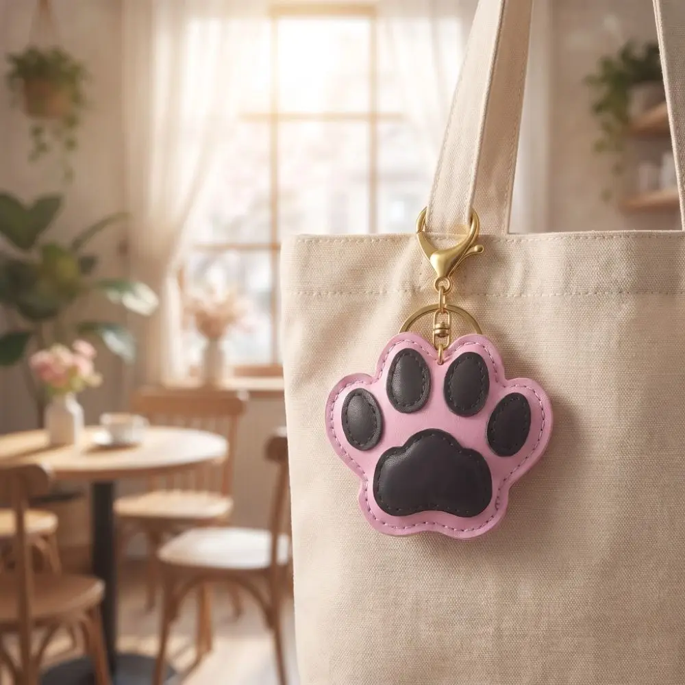 Multi-color Key Chain Leather Cat Paw Pendant Hanger Genuine Leather Cat Footprint Keychain Fashion Handmade Bag Charm Pet Lover