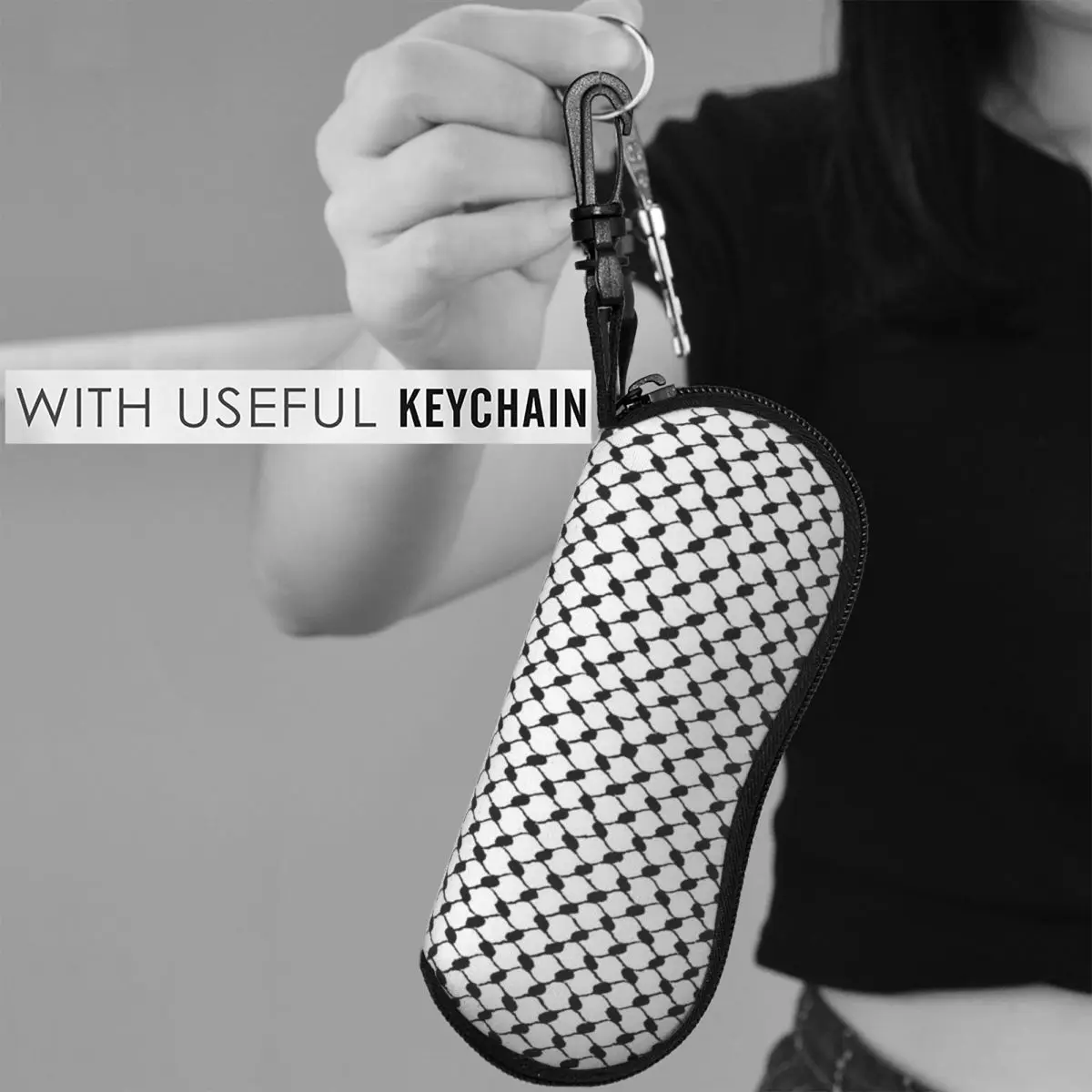 الكوفية الفلسطينية الأصلية أبيض وأسود كوفية شل نظارات حافظة نظارات شمسية واقية صندوق النساء الرجال حقيبة النظارات الناعمة