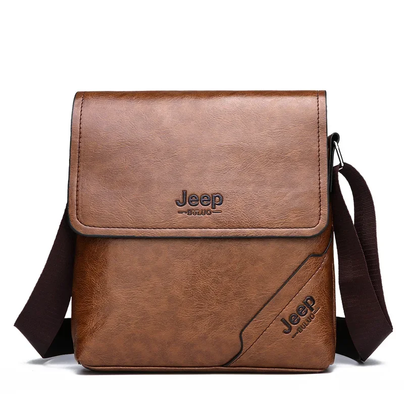 JEEP BULUO Men\'s Bag Casual Bag Lid Men\'s Leather Bag Shoulder Bag Jeep Messenger Bag Crossbody Bags Sling Bag