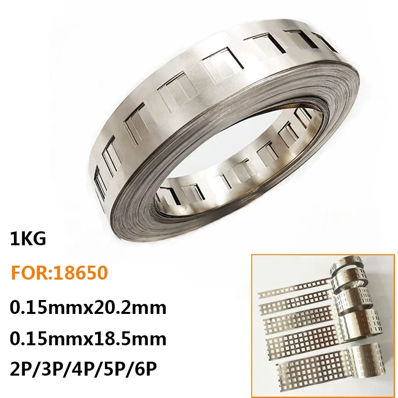 Nickel-plated steel strip connector for 18650 lithium ion batteries, 1KG nickel sheet, 2P/3P/4P/5P/6P