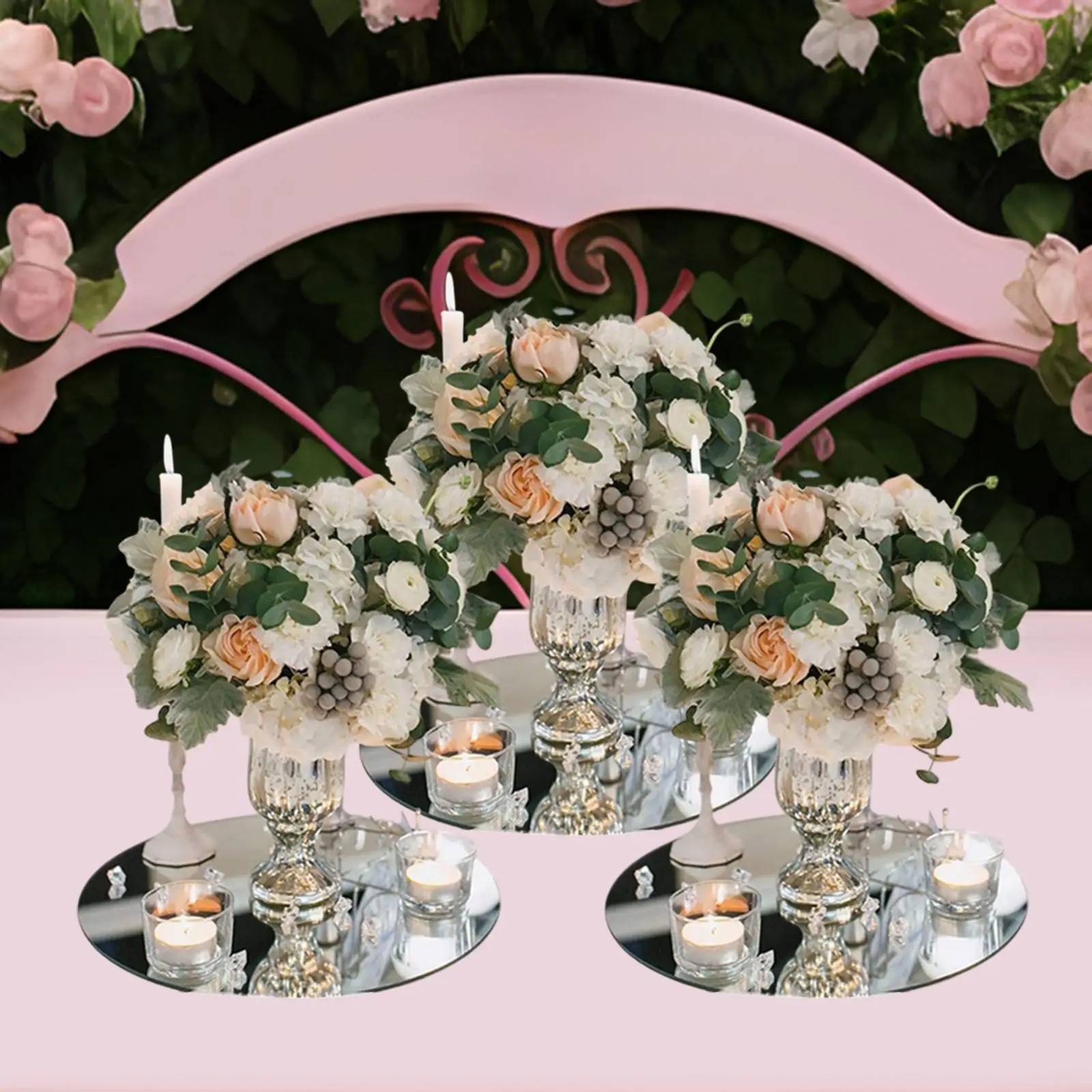 

3 pieces mirror centers for table mirror platforms decorative mirror plate for