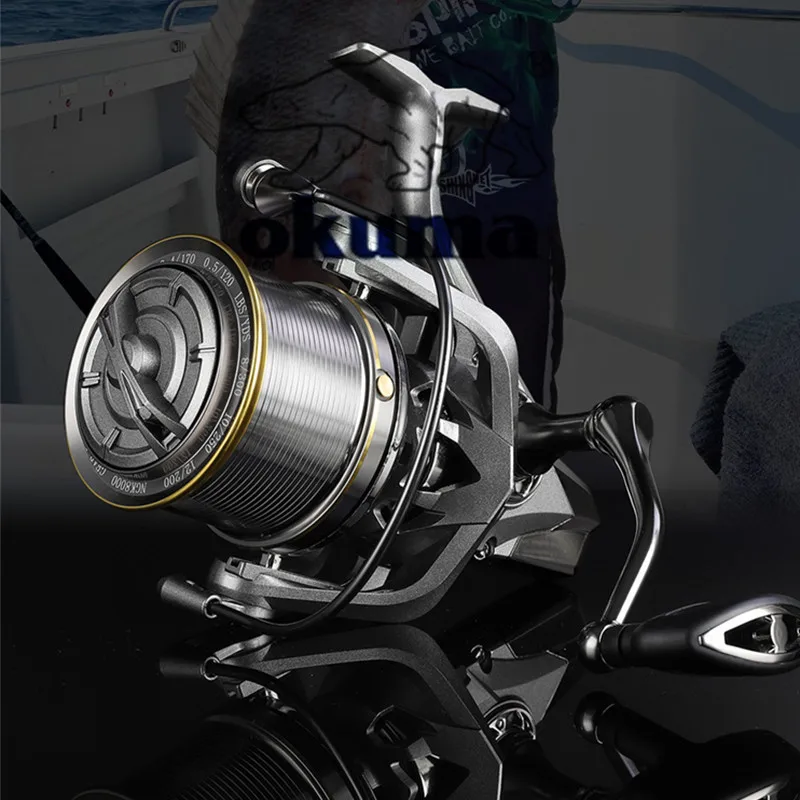 OKUMA 8000-14000 fishing rig, maximum resistance 4.8:1, 20KG long lens, seawater and fresh water 17+1 bearing, fixed spool reel