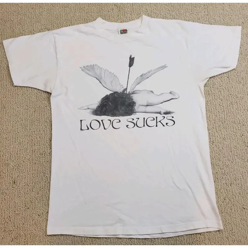 Vtg Love Sucks Cupid Piercing Bow 1999 T Shirt L Check Measurements