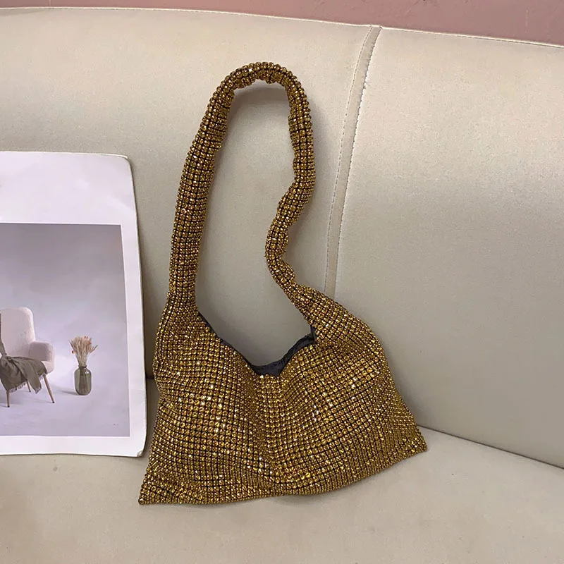 الفرنسية عارضة لامعة الماس حقيبة تسوق حمل حقيبة عشاء حزب حجر الراين تحت الإبط حقيبة يد امرأة